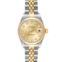 ROLEX DATEJUST STEEL YELLOW GOLD DIAMOND DIAL LADIES WATCH 79173 BOX PAPERS