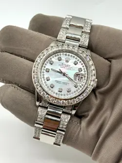 Rolex Datejust Ref. 16234 34mm 10.46ct of Diamonds on Bezel, MOP Dial & Bracelet