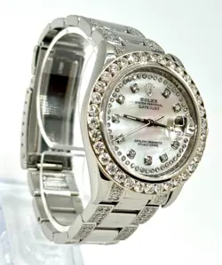 Rolex Datejust Ref. 16234 34mm 10.46ct of Diamonds on Bezel, MOP Dial & Bracelet