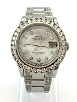 Rolex Datejust Ref. 16234 34mm 10.46ct of Diamonds on Bezel, MOP Dial & Bracelet