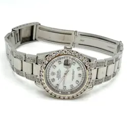 Rolex Datejust Ref. 16234 34mm 10.46ct of Diamonds on Bezel, MOP Dial & Bracelet