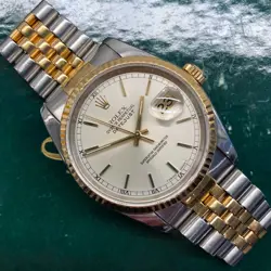 ROLEX DATEJUST 16233 SILVER STAINLESS STEEL GOLD TWO TONE JUBILEE WRISTWATCH