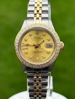 ROLEX LADIES OP, 26MM WATCH, GOLD & S/S, CHAMPAGNE DIAMOND DIAL, 6917