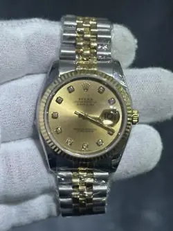 ROLEX 116233 Datejust Oyster Perpetual 18k Gold Jubilee Strap Diamond Dial Watch