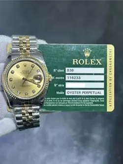 ROLEX 116233 Datejust Oyster Perpetual 18k Gold Jubilee Strap Diamond Dial Watch
