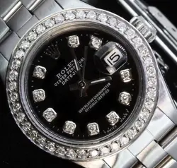 ROLEX LADIES DATEJUST OYSTER STAINLESS DIAMOND DIAL BEZEL WATCH