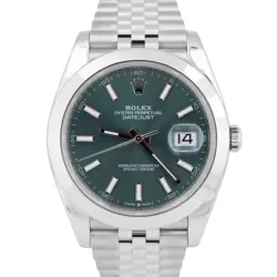 BRAND NEW 2024 PAPERS ROLEX DATEJUST 41 MINT GREEN JUBILEE STAINLESS 126300 BOX