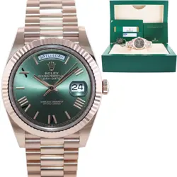 MINT 2019 PAPERS ROLEX PRESIDENT 40MM ROSE GOLD OLIVE GREEN 228235 WATCH BOX