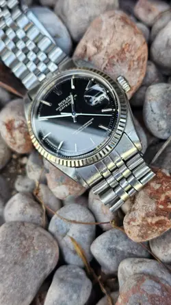 Vintage Rolex 1601 Pie Pan Black Dial Men's Automatic Watch 1970