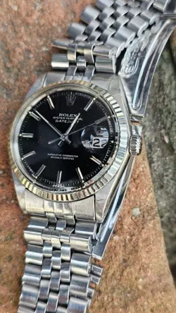 Vintage Rolex 1601 Pie Pan Black Dial Men's Automatic Watch 1970