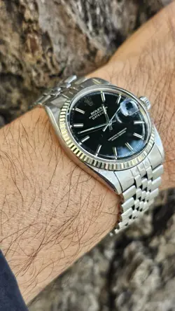 Vintage Rolex 1601 Pie Pan Black Dial Men's Automatic Watch 1970