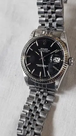 Vintage Rolex 1601 Pie Pan Black Dial Men's Automatic Watch 1970
