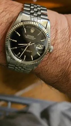 Vintage Rolex 1601 Pie Pan Black Dial Men's Automatic Watch 1970
