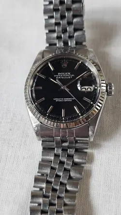 Vintage Rolex 1601 Pie Pan Black Dial Men's Automatic Watch 1970