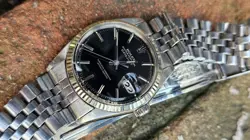 Vintage Rolex 1601 Pie Pan Black Dial Men's Automatic Watch 1970