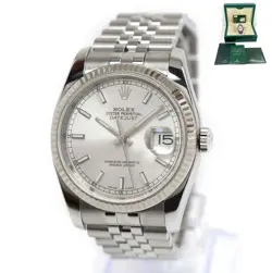 2015 ROLEX DATEJUST 116234 36MM SILVER DIAL FLUTED JUBILEE BOX PAPERS