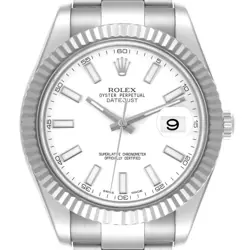 ROLEX DATEJUST II 41 WHITE GOLD STEEL MENS WATCH 116334 BOX CARD