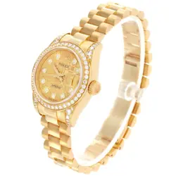 Rolex President Datejust Yellow Gold Diamond Dial Bezel Lugs Ladies Watch 179158