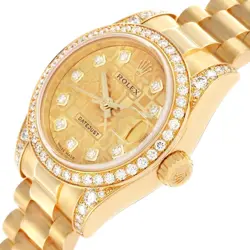 Rolex President Datejust Yellow Gold Diamond Dial Bezel Lugs Ladies Watch 179158