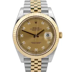 MINT PAPERS ROLEX DATEJUST 41 CHAMPAGNE DIAMOND 18K GOLD 41MM JUBILEE 126333 BOX