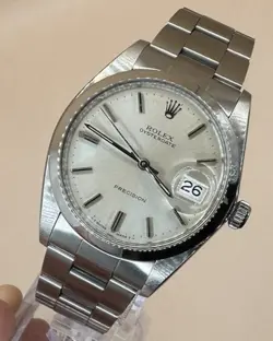 ROLEX OYSTERDATE PRECISION 6694 SILVER DIAL 34MM MANUAL STAINLESS STEEL WATCH