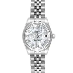 ROLEX DATEJUST STEEL WHITE GOLD MOP DIAMOND DIAL LADIES WATCH 179174