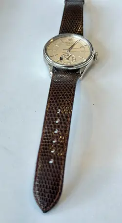 18k White Gold Rolex Geneve Cellini Dual Time Zone Watch w/ Day Night Indicator