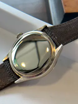 18k White Gold Rolex Geneve Cellini Dual Time Zone Watch w/ Day Night Indicator