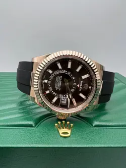 Rolex Sky-Dweller 42mm 326235 18K Rose Chocolate Dial Oysterflex Box Papers
