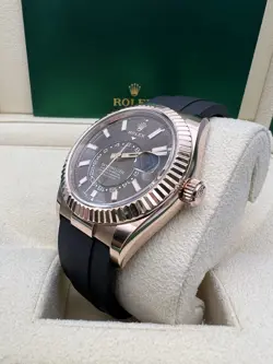 Rolex Sky-Dweller 42mm 326235 18K Rose Chocolate Dial Oysterflex Box Papers