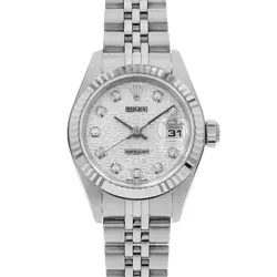 ROLEX DATEJUST 10P DIAMOND 79174G SILVER CARVING COMPUTER A NUMBER SECOND HA...