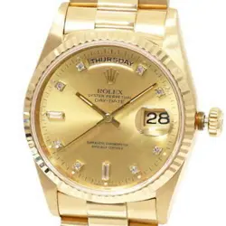 ROLEX DAY-DATE 18238A 10P DIAMOND GOLD DIAL AUTOMATIC MEN'S WATCH