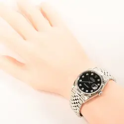 USED ROLEX Datejust 16234G Black Case: 36mm (actual size) Men's Watch #123296