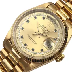 Rolex Day-Date 18038LS 10P Sapphire Gold Dial Automatic 36mm Men's Watch
