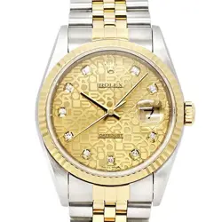ROLEX DATEJUST 16233G 10P DIAMOND CHAMPAGNE ENGRAVING T# AUTOMATIC 36MM #019