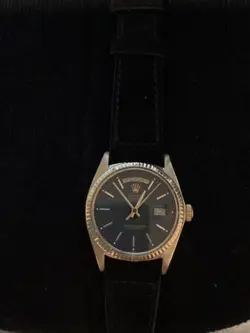 ROLEX DAY-DATE 1803 18K YELLOW GOLD BLACK INDEX DIAL AUTOMATIC UNISEX WATCH 36MM