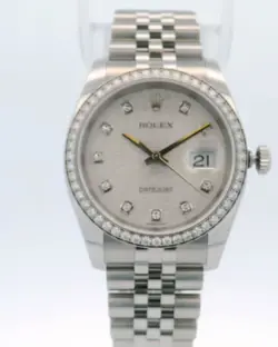 ROLEX DATEJUST 116244 SILVER-ANNIVERSARY DIAMOND DIAL BOX & PAPERS