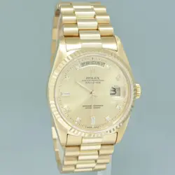 1991 MINT Rolex President Champagne Diamond Double Quick Gold Watch 18238 Box