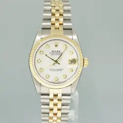 MINT Ladies Rolex 68273 Two Tone Yellow Gold Fluted Steel 31mm Pearl Diamond