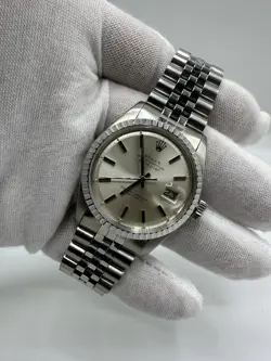 ROLEX DATEJUST 36MM STAINLESS STEEL & 18K WHITE GOLD SILVER DIAL 1603
