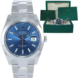 2022 MINT ROLEX DATEJUST 41 STEEL 126300 BLUE DIAL OYSTER 41MM WATCH BOX