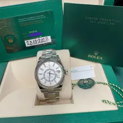 2023 ROLEX SKY-DWELLER 326934 WHITE DIAL SILVER OYSTER BRACELET BOX PAPERS TAGS