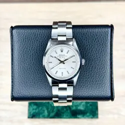 ROLEX AIR-KING 34MM STAINLESS STEEL SILVER INDEX DIAL SMOOTH BEZEL OYSTER 14000