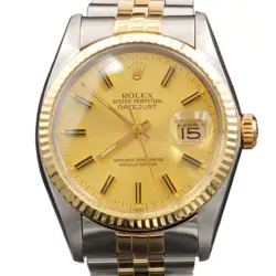 ROLEX DATEJUST 16013 MENS STAINLESS STEEL 18K GOLD WATCH CHAMPAGNE DIAL