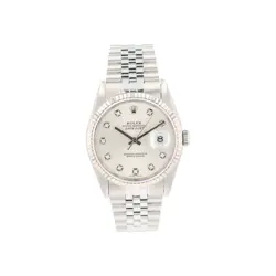 B&P ROLEX DATEJUST 16234 36MM SILVER DIAMOND DIAL FLUTED BEZEL JUBILEE BANDS