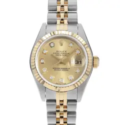 ROLEX DATEJUST 10P DIAMOND 79173G CHAMPAGNE GOLD Y NUMBER SECOND HAND WOMEN