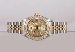 Rolex Lady 26mm Datejust 2 Tone 18k Diamond Bezel-Champagne String Diamond Dial