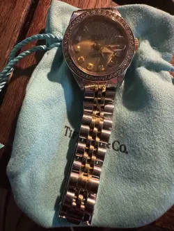 One Ladies Rolex WW Stainless Steel 18KTYG Oyster Perpetual Channel in Diamonds