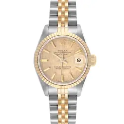 ROLEX DATEJUST LINEN DIAL STEEL YELLOW GOLD LADIES WATCH 69173