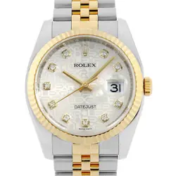 ROLEX DATEJUST 10P DIAMOND 116233G SILVER CARVING COMPUTER V NUMBER SECOND H...